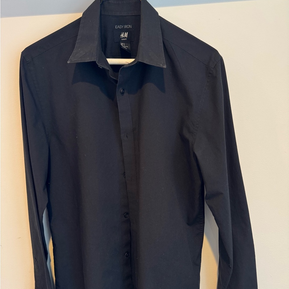 Black Slim-fit Button Down Men’s Shirt